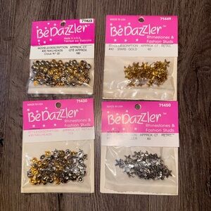 NWT Original BEDAZZLER Stud Refill Packages Lot of 4 Gold Silver Stars Nailheads
